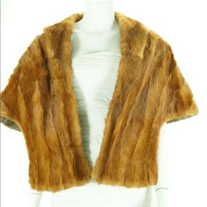 Mink Real Fur Orange Formal Wedding Shawl Stole Cape Coat
